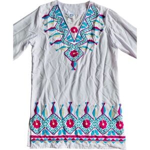 Mexican Dress Boho Tunic Dress Embroidered